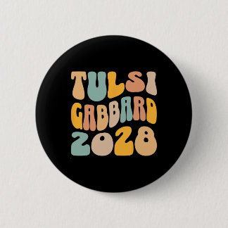 Tulsi Gabrd 2028 For President Wavy Groovy Electio 6 Cm Round Badge