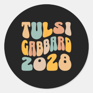 Tulsi Gabrd 2028 For President Wavy Groovy Electio Classic Round Sticker