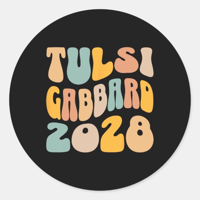 Tulsi Gabrd 2028 For President Wavy Groovy Electio Classic Round Sticker (Front)