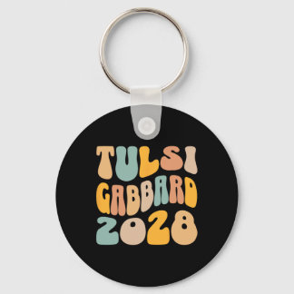 Tulsi Gabrd 2028 For President Wavy Groovy Electio Key Ring