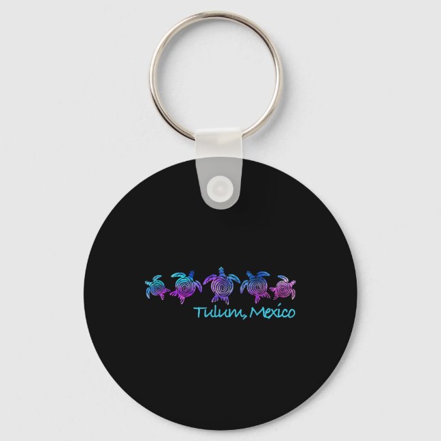 Tulum Beach Design _ Tribal Turtle Gift  Key Ring (Front)