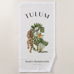 Tulum Leopard Tropical Bachelorette Beach Towel
