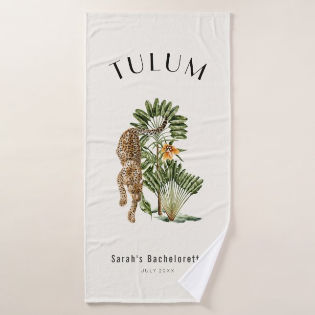 Tulum Leopard Tropical Bachelorette Weekend Bath Towel (Bath Towel)