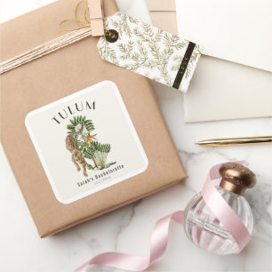 Tulum Leopard Tropical Bachelorette Weekend Square Sticker