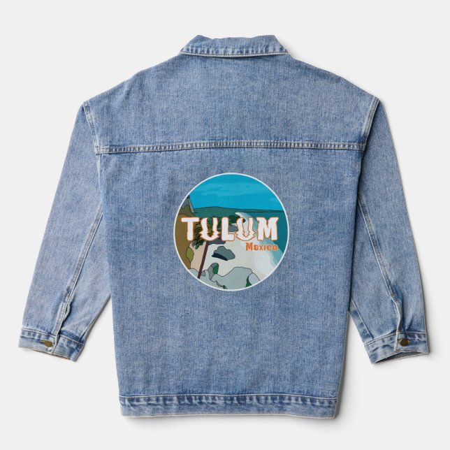 Tulum Mexico Great Gift Idea Denim Jacket (Back)