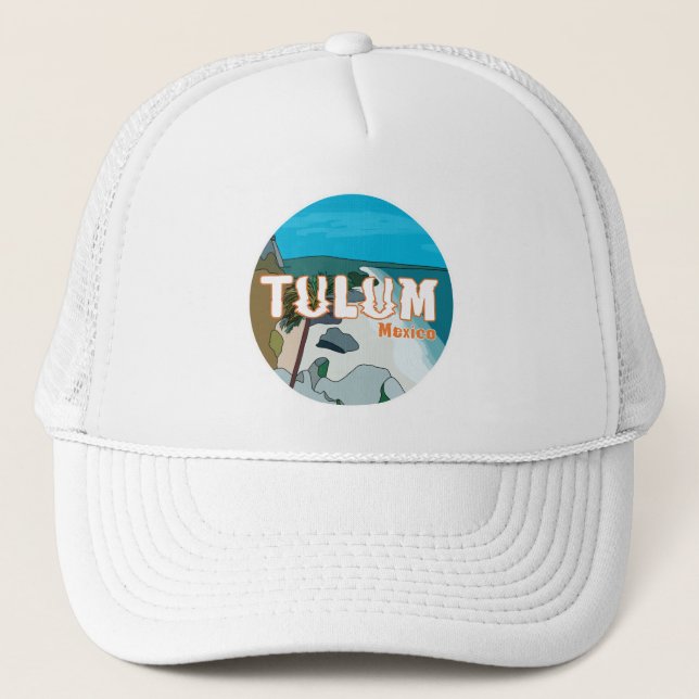 Tulum Mexico Great Gift Idea Trucker Hat (Front)