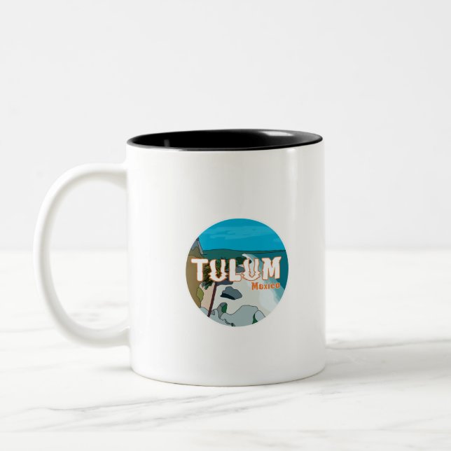 Tulum Mexico Great Gift Idea Two-Tone Coffee Mug (Left)