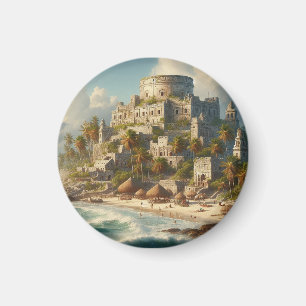 Tulum Mexico Landscape Vintage Travel Magnet
