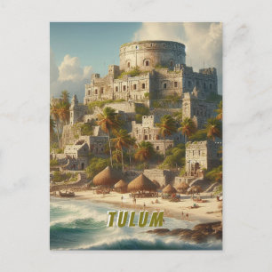 Tulum Mexico Landscape Vintage Travel Postcard