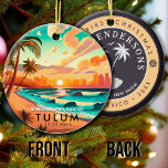 Tulum Mexico Palm Tree Vintage Travel Souvenir Ceramic Tree Decoration<br><div class="desc">Tulum Mexico Vintage 60s Souvenirs. Tulum Beach Mexico - Retro Tropical Palm Tree 60s Souvenirs Vintage design makes a great Christmas or Birthday gift for fans of Tulum Beach beach. The retro summer vibe design is a perfect gift for travel lovers and tropical destination fans. You can customise and modify...</div>