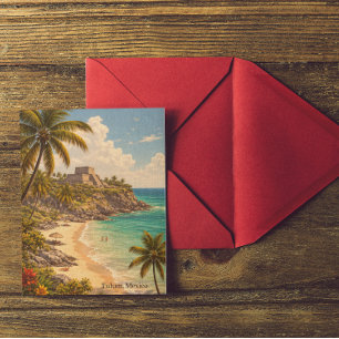 Tulum Mexico Retro Beach Destination Postcard