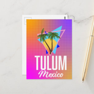 Tulum Mexico Retro travel poster. Postcard