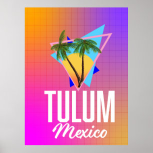 Tulum Mexico Retro travel poster. Poster
