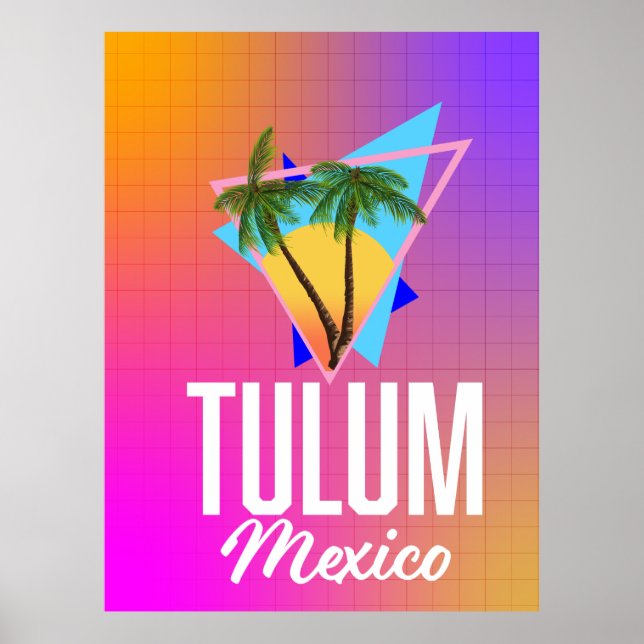 Tulum Mexico Retro travel poster. Poster (Front)