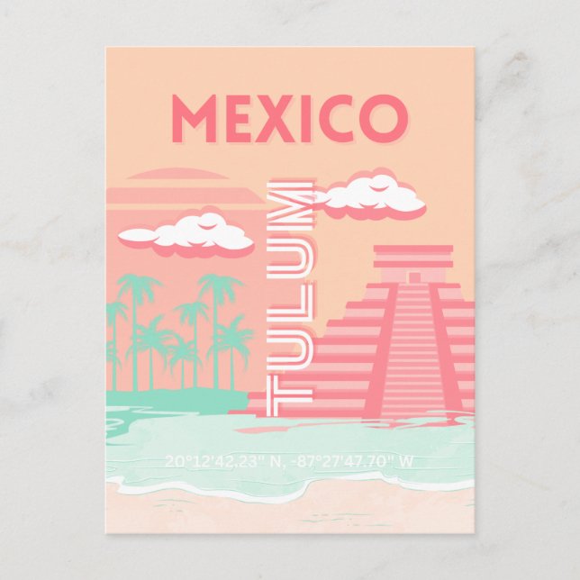 Tulum, Mexico, Travel Art Holiday Postcard (Front)