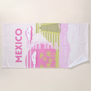Tulum, Mexico, Travel Art, Pink Beach Towel