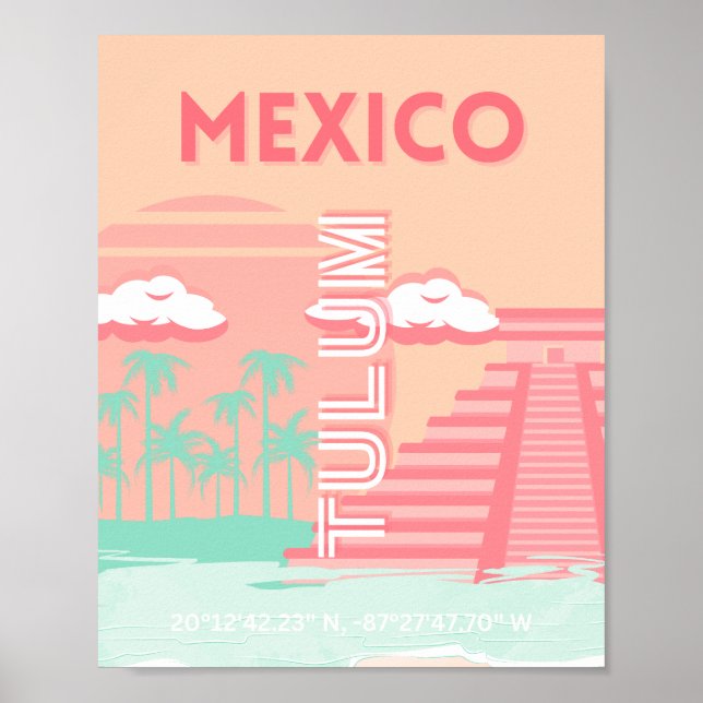 Tulum, Mexico, Travel Art Poster (Front)