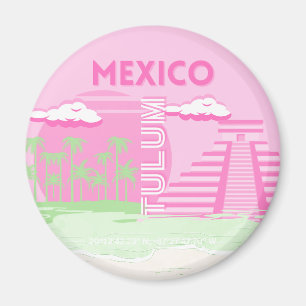 Tulum, Mexico, Travel Art, Preppy Art, Pink Magnet
