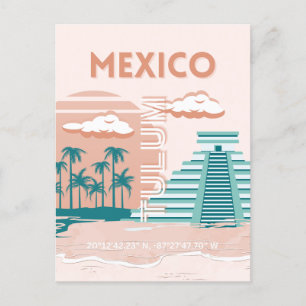 Tulum, Mexico, Travel Art, Retro Holiday Postcard