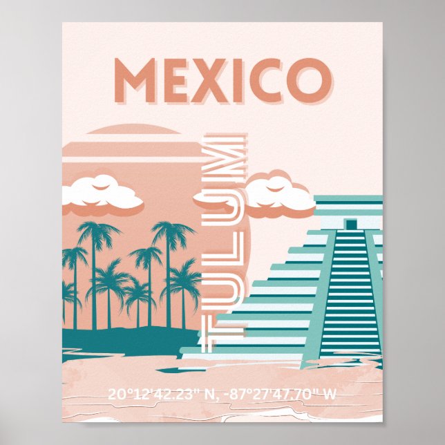 Tulum, Mexico, Travel Art, Retro Poster (Front)