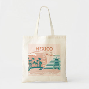 Tulum, Mexico, Travel Art, Retro Tote Bag