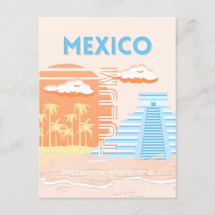 Tulum, Mexico, Travel Art, Summer Beach Holiday Postcard