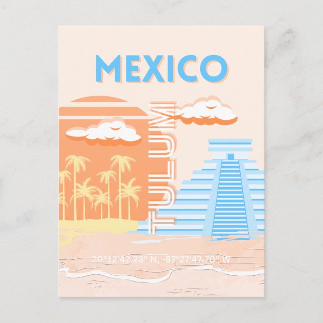 Tulum, Mexico, Travel Art, Summer Beach Holiday Postcard (Front)