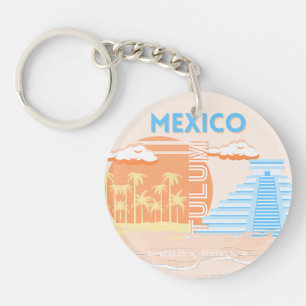 Tulum, Mexico, Travel Art, Summer Beach Key Ring