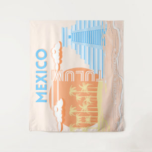 Tulum, Mexico, Travel Art, Summer Beach Tapestry