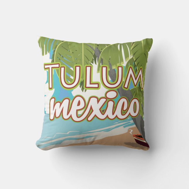 Tulum, mexico travel poster cushion (Front)