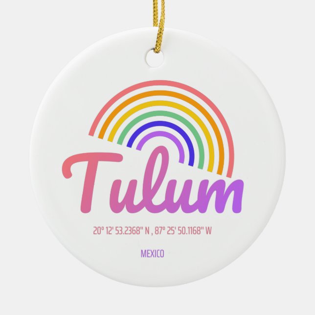Tulum - Rainbow Ceramic Tree Decoration (Front)