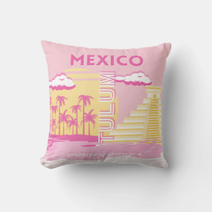 Tulum, Travel Art, Preppy Art, Pink Cushion