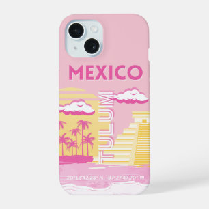 Tulum, Travel Art, Preppy Art, Pink iPhone 15 Case