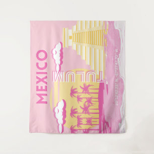 Tulum, Travel Art, Preppy Art, Pink Tapestry