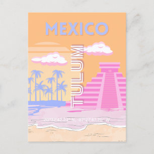 Tulum, Travel Art, Preppy Holiday Postcard