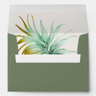 Tulum Watercolor Tropical Gold Palm Destination Envelope