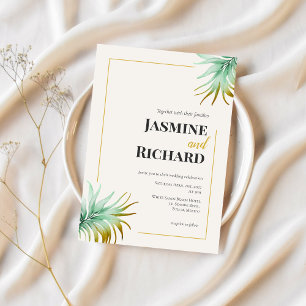 Tulum Watercolor Tropical Palm Destination Wedding Invitation