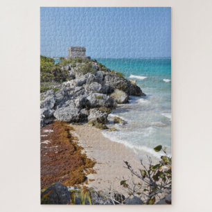 Tulum Yucatan Mexico Old Ruins Ocean Landscape Jigsaw Puzzle