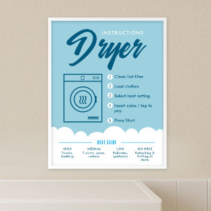 Tumble Dryer Instructions Laundromat Sign Poster