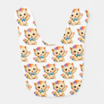 Tumble the Kitten Rainbow Baby Bib