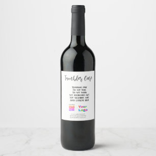 Tumbler care instructions add business name logo wine label