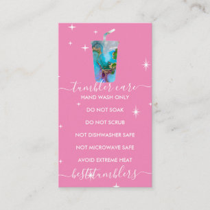 Tumbler care logo ombre marbel texture pink business card