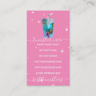 Tumbler care logo ombre marbel texture pink business card