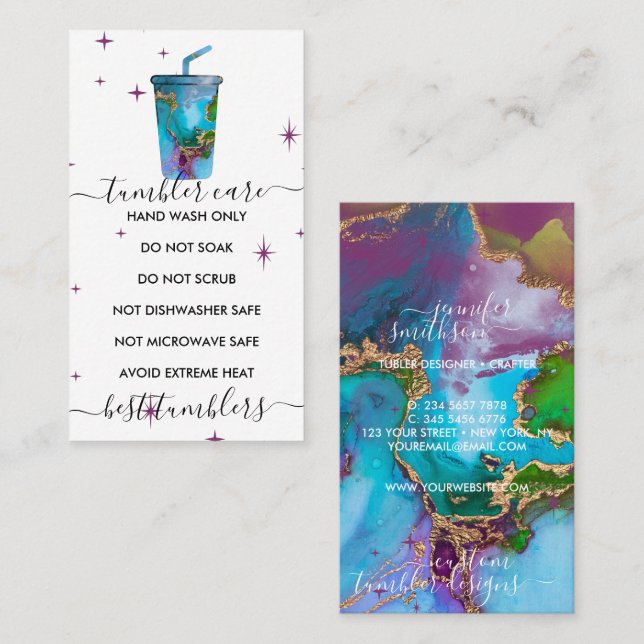 Tumbler care logo with texture business card (Front/Back)