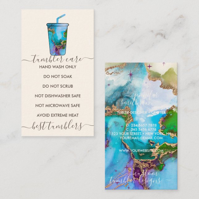 Tumbler Care Vinyl Mug Art Instructions Business Card (Front/Back)