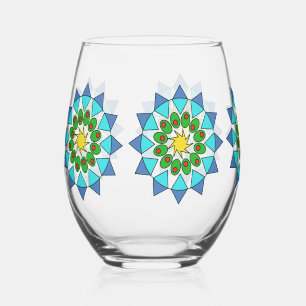 Tumbler - Colourful Mandalas Stemless Wine Glass