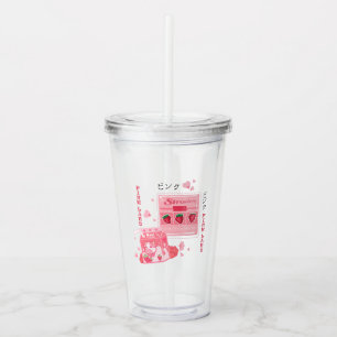 Tumbler cute party strawberry pink drinkware