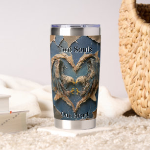 Tumbler Paper Cut Eagle Two Souls One Heart