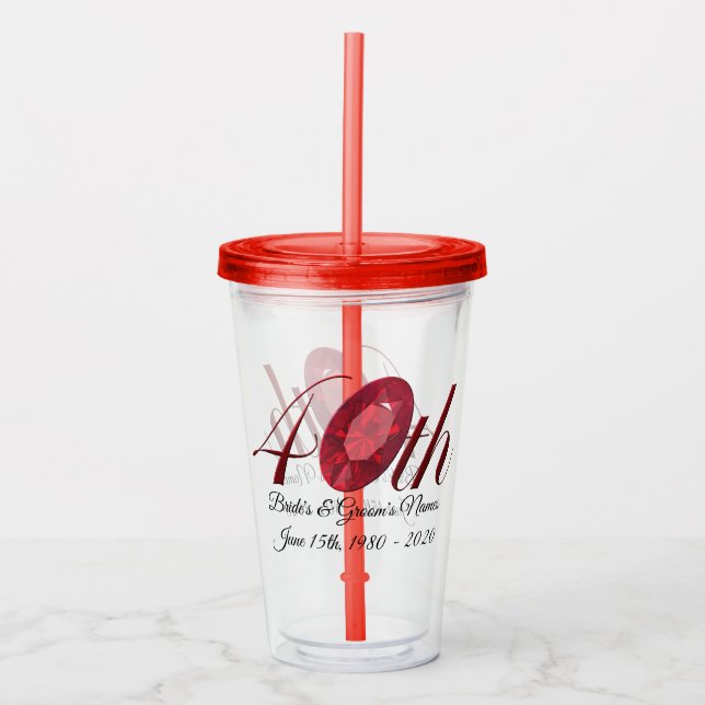 Tumbler - Personalised 40th Wedding Anniversary (Front)