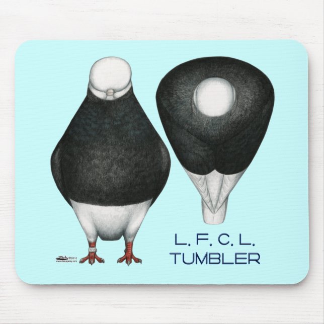 Tumbler Pigeon  Standard Black Bald Mouse Mat (Front)
